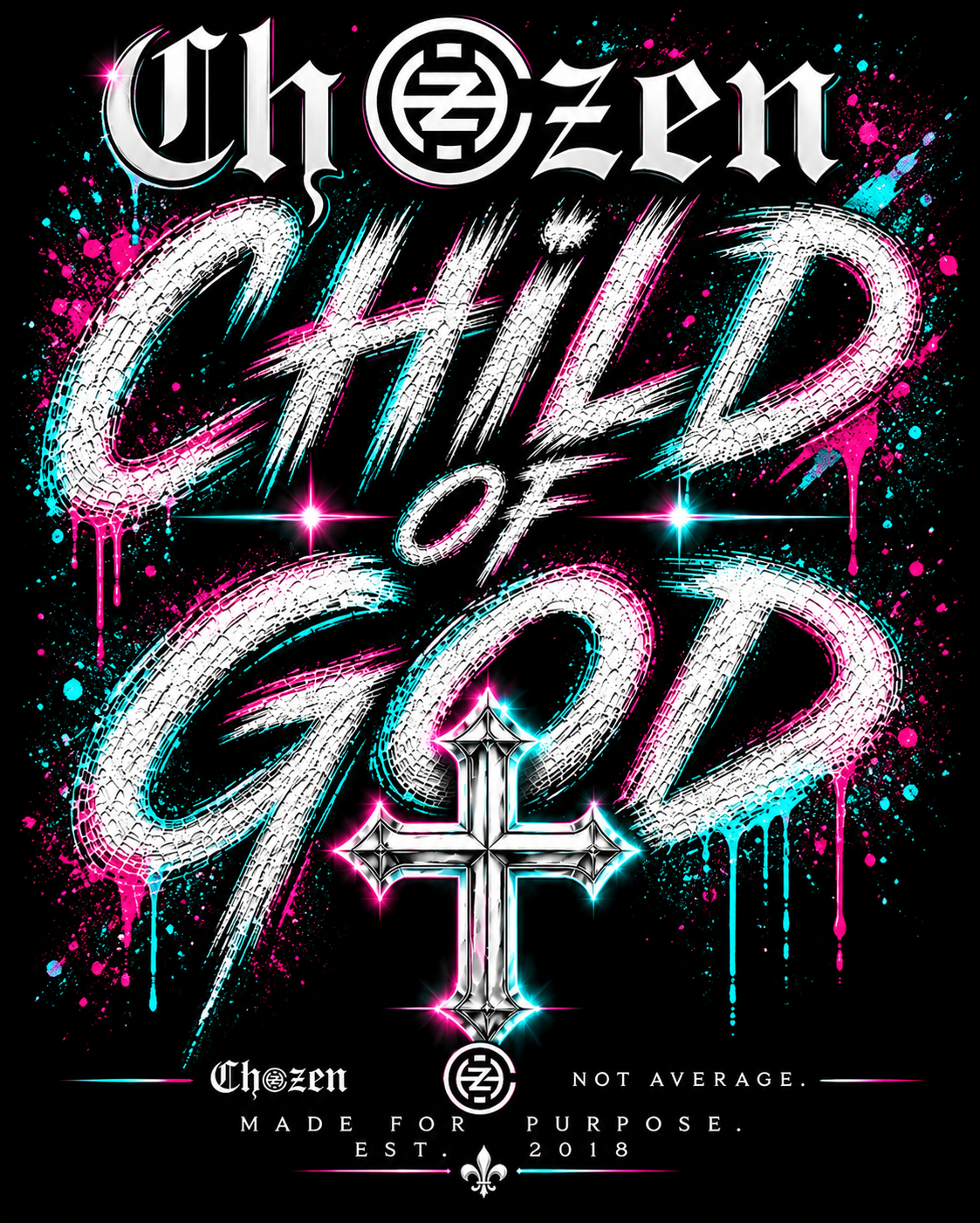 PRE-ORDER ONLY - Child of God Tee β White, Blue & Pink Design