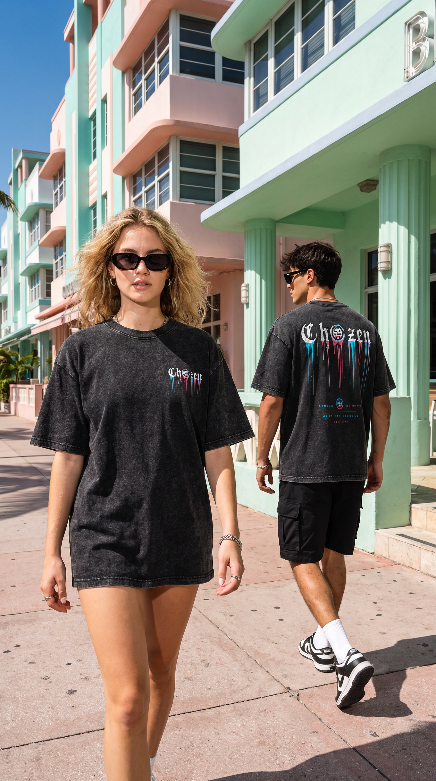 PRE-ORDER ONLY - ChoZen Drip Logo Acid Wash Tee – Black & Mint