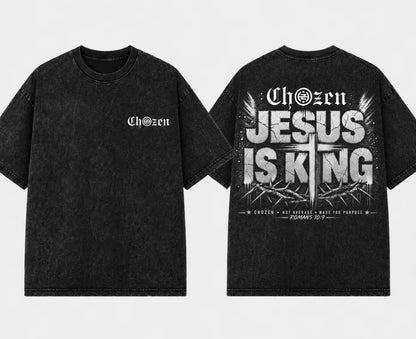 PRE-ORDER ONLY - JESUS IS KING Acid Wash Unisex T-Shirt – Black & Pink