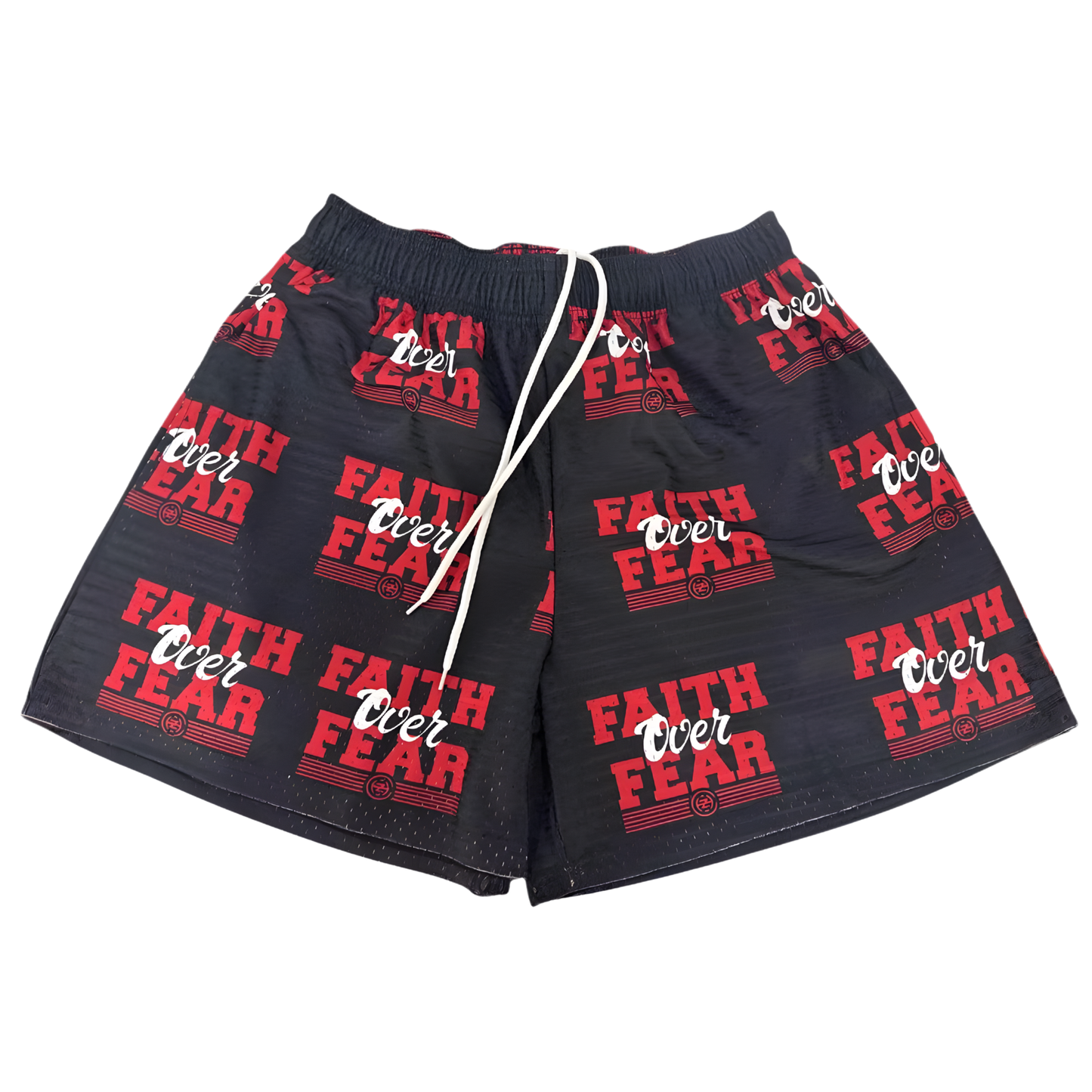 Faith Over Fear Shorts - Black/Red