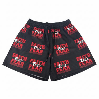 Faith Over Fear Shorts Only - Black/Red