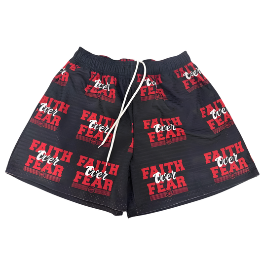 Faith Over Fear Shorts - Black/Red