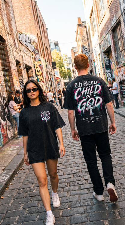 PRE-ORDER ONLY - Child of God Tee – White, Blue & Pink Design