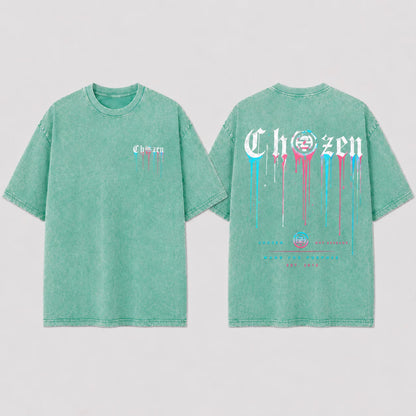 PRE-ORDER ONLY - ChoZen Drip Logo Acid Wash Tee – Black & Mint