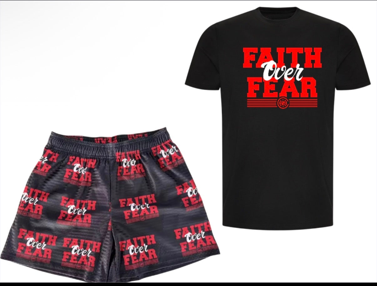 Faith Over Fear Shorts Only - Black/Red