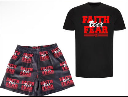 Faith Over Fear Shorts Only - Black/Red