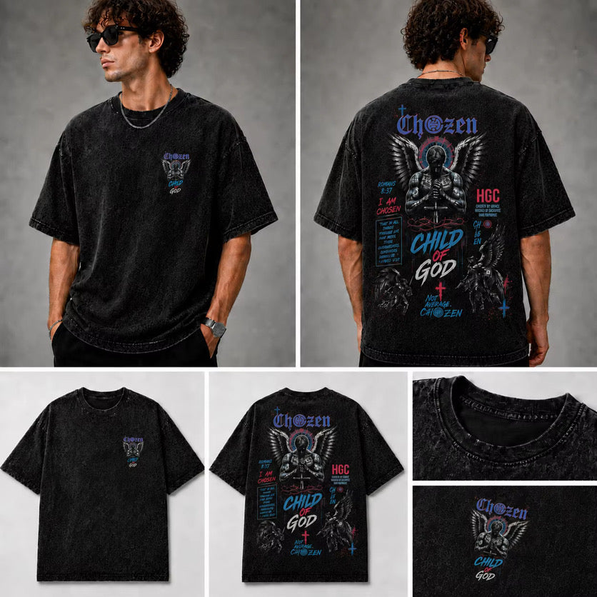 PRE-ORDER ONLY - CHILD OF GOD ANGEL Acid Wash Unisex T-Shirt – Black