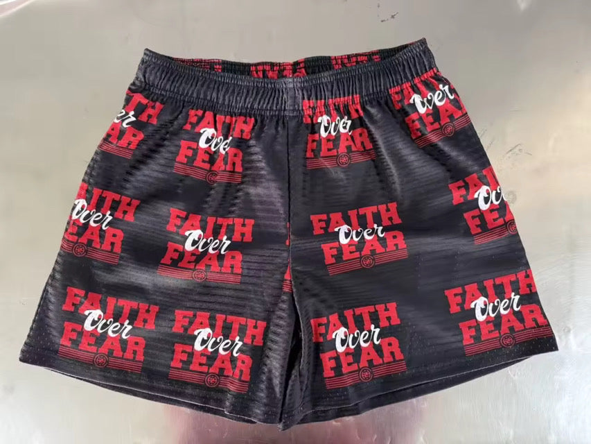 Faith Over Fear Shorts Only - Black/Red