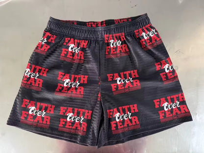 Faith Over Fear Shorts Only - Black/Red