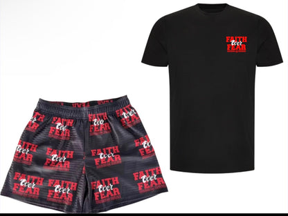 Faith Over Fear Shorts Only - Black/Red