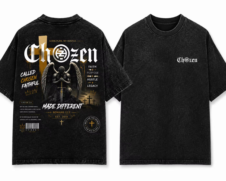 PRE-ORDER ONLY - CHOZEN MADE DIFFERENT Acid Wash Unisex T-Shirt – Black & Tan