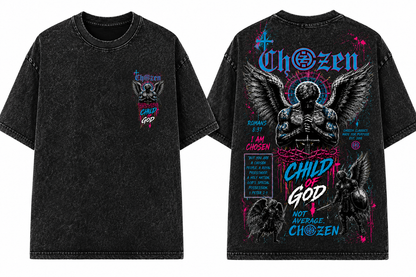 PRE-ORDER ONLY - KIDS CHILD OF GOD ANGEL Acid Wash Unisex T-Shirt – Black