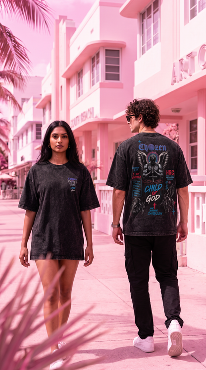 PRE-ORDER ONLY - CHILD OF GOD ANGEL Acid Wash Unisex T-Shirt – Black