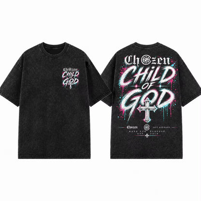 PRE-ORDER ONLY - Child of God Tee – White, Blue & Pink Design