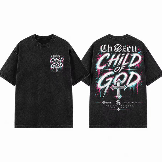 PRE-ORDER ONLY - Child of God Tee – White, Blue & Pink Design