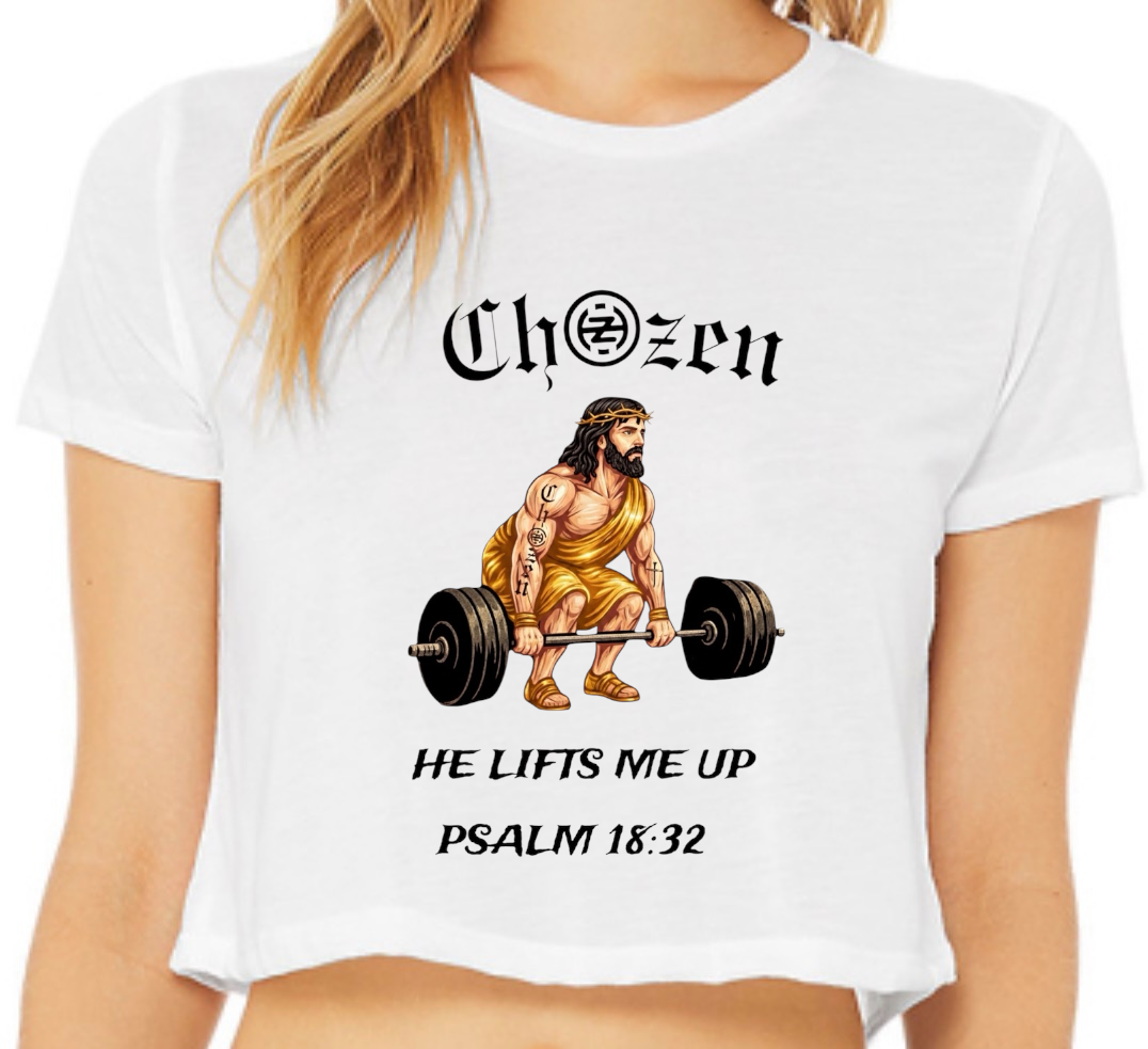 Loose Fit “He Lifts Me Up” Crop Tops