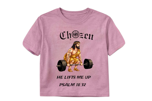 Loose Fit “He Lifts Me Up” Crop Tops