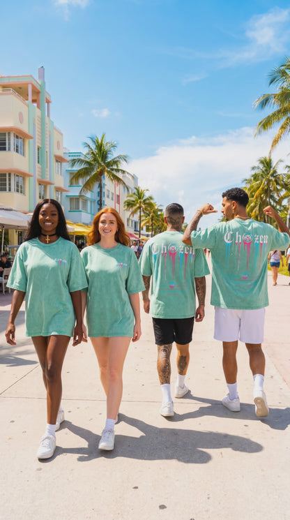 PRE-ORDER ONLY - ChoZen Drip Logo Acid Wash Tee – Black & Mint